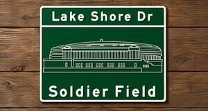 Soldier Field Lake Shore Drive Chicago Illinois Road Sign Football Exit Highway